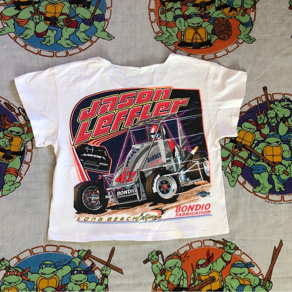 Vintage 2001 Signed Jeff Leffler 97,98,99 Midget Racing Champion T Shirt Womens